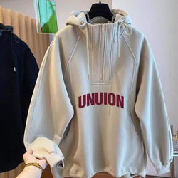 150kg Plus Size 2025 New Design Half-Zip Sweatshirt for Men and Women, Loose Fit Couple Hoodie for Spring, Autumn, and Winter 2