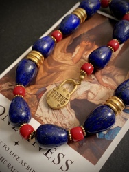 "gobi Style" Natural Lapis Lazuli Necklace Retro Vintage Medieval Distressed Necklace