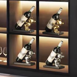 Red Wine Rack Ornament, Violent Bear Design, Creative, Light Luxury, High-End, for Living Room, Home, Entryway, Sideboard, Tv Cabinet, Wine Cabinet Decoration