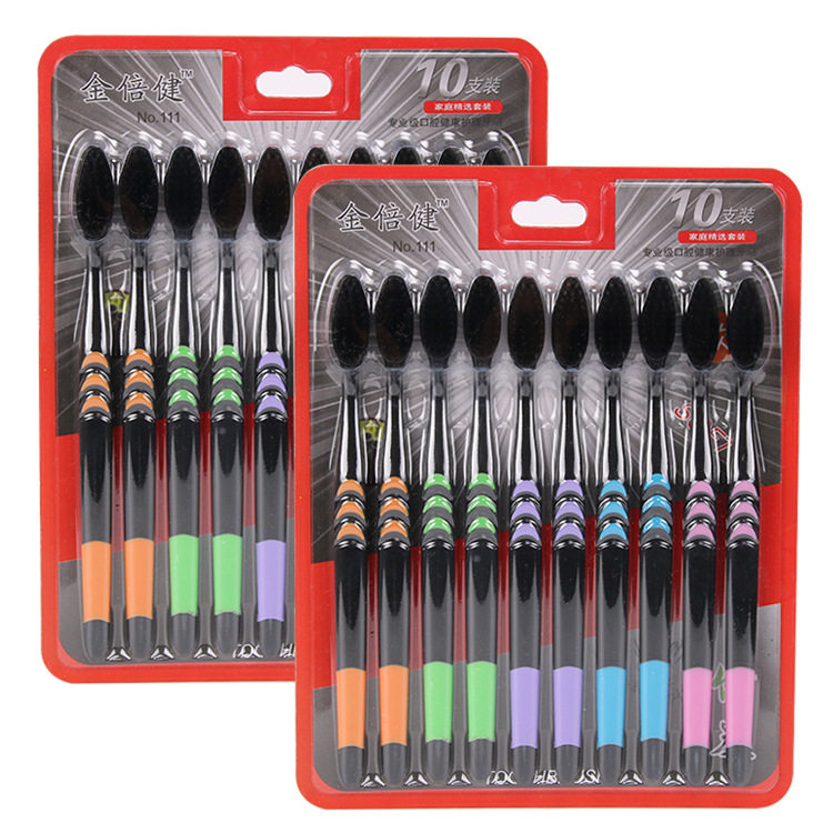 성인용 죽탄 연모칫솔 10개, 홈데코레이션, 초극세, 초부드러운 대나무숯 커플, 여성용, 남성용 스페셜 세트 -