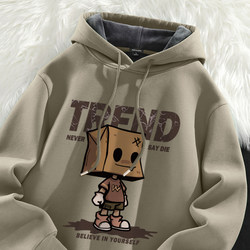 Jeanswest Lif American-Style Fleece-Lined Sweatshirt for Men, New Heavy-Duty Hooded Top for Teenagers, Autumn and Winter, Men's Jacket m