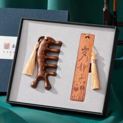 Sandalwood Comb Gift Box Set, Sandalwood Comb Gift, Meridian Comb with Engraved Logo, Holiday Gift, School Student Souvenir Gift