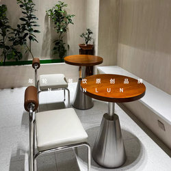 Stainless Steel Table Small Round Table Commercial Milk Tea Shop Cafe Table Industrial Style Dining Table Coffee Table Negotiation Table Dessert Shop