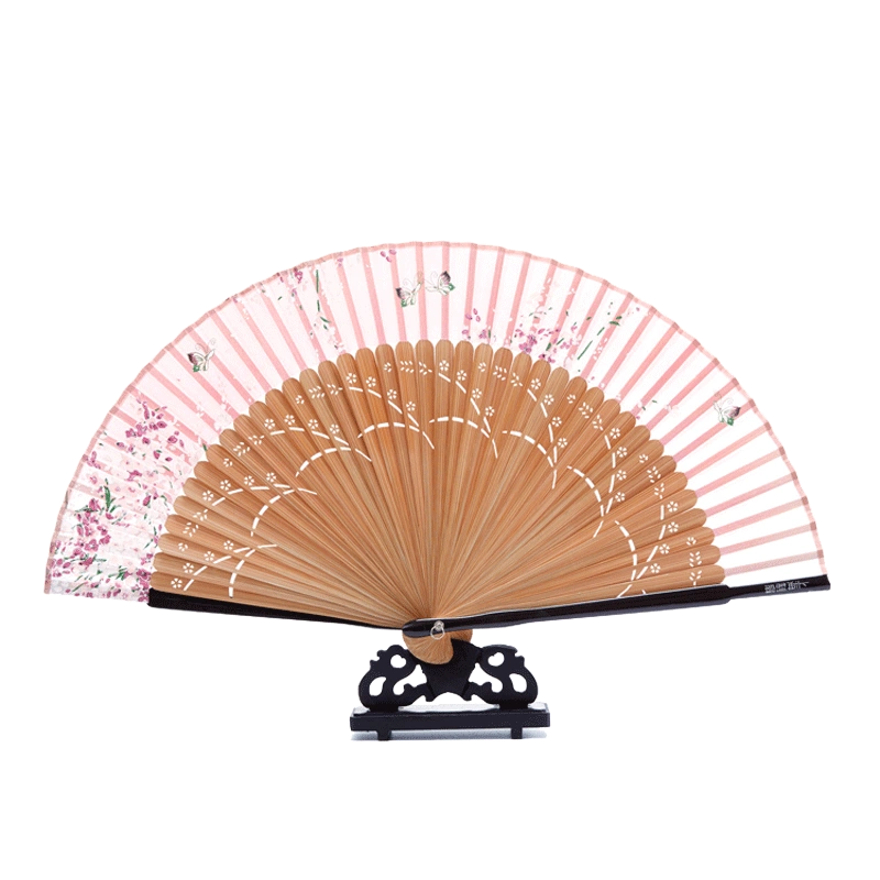 上海制扇至美女扇折叠扇头青竹扇骨真丝扇丝绸扇古风国风折扇-Taobao 