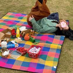 Retro Plaid Picnic Mat, Camping Tent, Moisture-Proof Mat, Outdoor Beach Mat, Camping Ground Cloth, Picnic Mat, Floor Mat