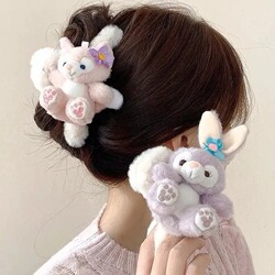 Cute Cartoon Stellalou Plush Hair Clip for Women, Disney Headwear, Extra-Large Photo Hair Clip, Shark Clip for the Back of the Head