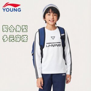 
Li Ning children's long-sleeved T-shirt for boys and girls, sun protection, skin-friendly, soft, comfortable, simple and versatile student tops