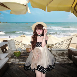 Summer French Style New Arrival, Unique and Stunning 2026, Very Pretty Beach Vacation Polka Dot Sheer Tube Top Dress for Women