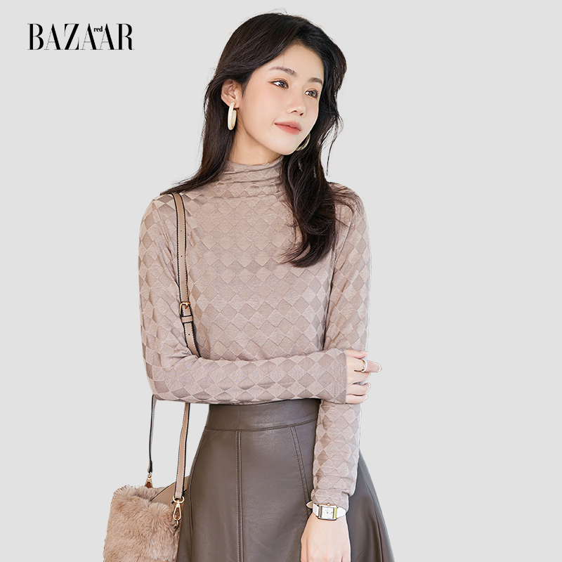 bazaarred芭莎红复古菱格打底衫_热品库_性价比 省钱购