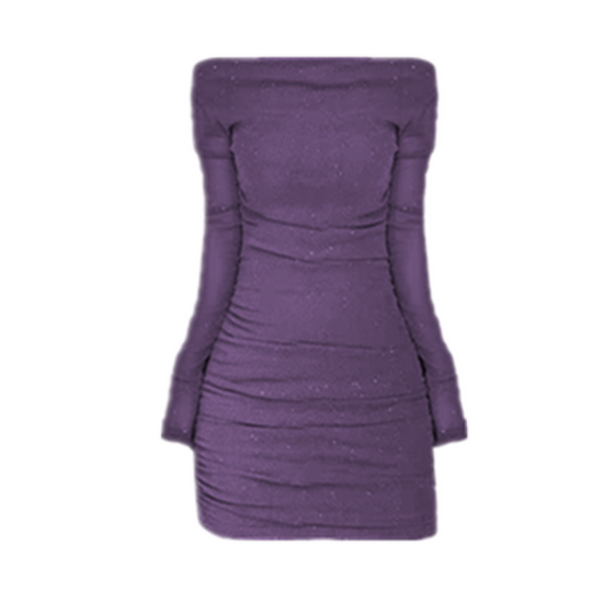 
French Purple Dress Women's Autumn 2024 New High Waist Slim Stretch Hip Skirt Small Waist Short Skirt Trendy