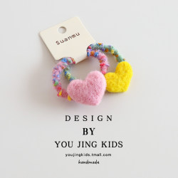 Felt Heart-Shaped Children's Hair Ties, Cute Yarn Hair Ties for Girls, Elastic Hair Ties for Girls, Autumn and Winter Ponytail Hair Ties, Stylish Hair Accessories