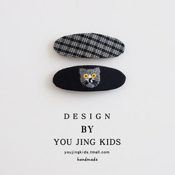 Cute Embroidered Cat Children's Hairpin Oval Floral Girl Bb Clip Baby Hairpin Little Girl Bangs Clip Hair Accessory