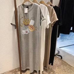 Long T-Shirt Dress, Summer Short-Sleeved, Plus Size for Women, Loose and Lazy Style, Pure Cotton Nightgown for Women, 2026 New Style