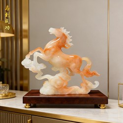 Immediately Successful Imitation Jade Horse Ornament for Living Room, Shop, Office, Wealth-Attracting and Auspicious Home Decoration Craft Gift