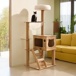 Cat Climbing Frame, Cat House, Vertical Cat Toy, Wear-Resistant Cat Stand, Cat Tree, Cat Jumping Platform, Cat Scratching Post, Integrated Space Capsule Cat Scratching Board