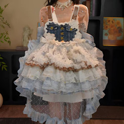 Girls' Lolita Dress Summer 2026 New Style Skirt Children's Denim Lace Skirt Girl's Dress Tutu Skirt