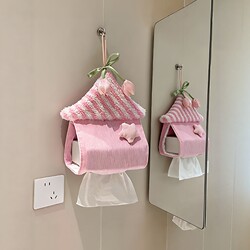 Small House-Shaped Tissue Hanging Bag, Wall-Mounted Tissue Holder, Face Towel Hanging Bag, Washbasin Storage, Bathroom 2026 New Model