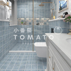 European-Style Floral Tile Grid Blue-Gray Retro Wall Tiles for Living Room, Kitchen, Dining Room, Bathroom, Non-Slip Floor Tiles, Wall Tiles, Balcony