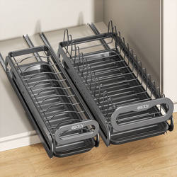 Pull-Out Dish Rack for Kitchen Cabinets, Drawer-Type Bowl and Plate Storage Rack, Draining Rack