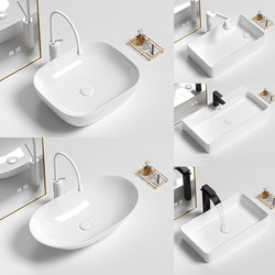 Countertop Basin Balcony Side-Drain Washbasin Ceramic Washbasin Bathroom Single Basin Square Round Small Basin for Home Use