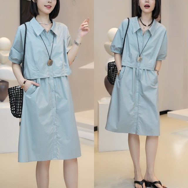 Fashion short-sleeved shirt dress for women in summer new design, waist ...