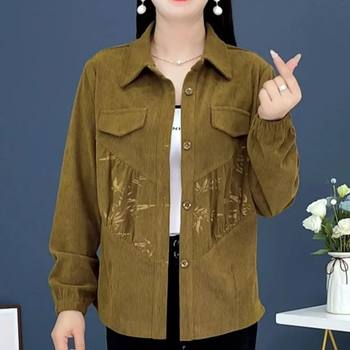 
Mother's short corduroy jacket 2023 spring and autumn new high-end middle-aged women's large size loose casual top