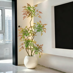 Artificial Green Plant Decoration, Simulated Indoor Potted Plant, Large Floor-Standing Ornament for Living Room, Light Luxury Faux Green Plant, Nandina