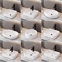 Weisen Countertop Basin for Home Bathroom Ceramic Washbasin Art Basin Balcony Square Round Single-Sided Basin