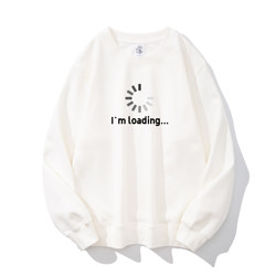 Loading… Autumn and Winter Trendy Brand Fun and Simple Crew Neck Sweatshirt for Men, Loose Fit, Suitable for Students and Teenagers, Fleece-Lined and Thickened