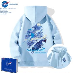Nasa Co-Branded Hooded Sweatshirt for Men and Women 2025 Autumn and Winter Fleece-Lined Warm Jacket Youth New Fashion Sweatshirt