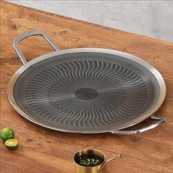 German Precision Craftsmanship [316L Grill Pan] 316L Stainless Steel Barbecue Pan Non-Stick Pan Barbecue Pan Suitable for Gas Stoves and Open Flame
