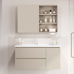 Feng Shui Mirror Push-Pull Hidden Mirror Aluminum Alloy Bathroom Cabinet Combination Ceramic Integrated Basin Phoenix Water Mirror Washbasin Cabinet