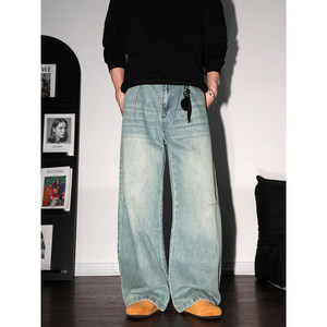 
DAL Japanese Retro Nostalgic Blue Scimitar Jeans Men's 2026 Spring and Summer Loose Wide-Leg Loose Casual Pants