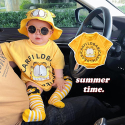 Cartoon Baby Romper Summer Thin Pure Cotton Unisex Baby Triangle Crawling Suit Newborn Clothes Garfield Trendy