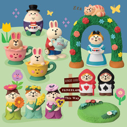 New Zakka Japanese-Style Alice in the Flower Country Cat Poker Soldier Mad Hatter Cartoon Desktop Ornament Gift for Women