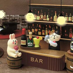 Japanese Zakka Miscellaneous Goods Cute Bar Cat Bartender Rabbit ins Miniature Scene Desktop Decoration Small Ornaments