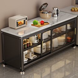 Kitchen Storage Rack, Floor-Standing Multi-Layer Slate Sideboard, Multi-Functional Microwave Oven, Sliding Door Cabinet, Storage Cabinet