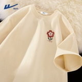 Warrior, сексуальная бежевая хлопковая футболка для влюбленных для отдыха, короткий рукав, в цветочек, свободный крой