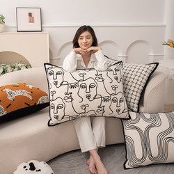 Artistic Throw Pillow Cushion Sofa Living Room Pillow Cover Without Insert, Light Luxury High-End Feel Pillowcase, Extra Large Backrest Cushion Cover