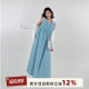 Wu Tongtong blue sleeveless vest dress for women in summer new style of seaside vacation style loose slim A-line long skirt
