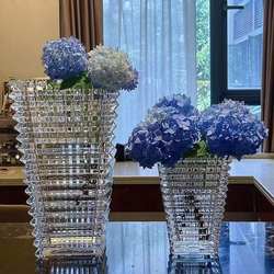 Nordic Style Light Luxury Dazzling Crystal Glass Vase Transparent High-End Hotel Decoration Ornament for Flower Arrangement and Hydroponic Flowers