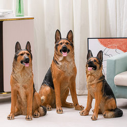 Living Room Decorative Dog Figurine for Attracting Wealth, Large-Scale Realistic German Shepherd Model, Resin Floor-Standing Craft Beside the Sofa