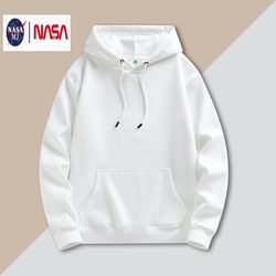 Nasa Co-Branded Sweatshirt for Men, New Autumn and Winter Solid Color Hooded Couple Style Hoodie, Loose and Versatile Jacket, Student Top