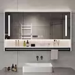 Tủ gương phòng tắm thông minh Weiyue treo tường có đèn và làm mờ gương trang điểm phòng tắm bằng gỗ nguyên khối đơn giản có giá để đồ