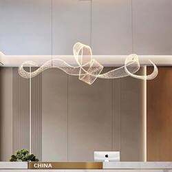 Designer Artistic Ribbon Pendant Light Simple Hotel Front Desk Bar Lobby Restaurant Tea Room Wave-Shaped Elegant Light Luxury Lamp