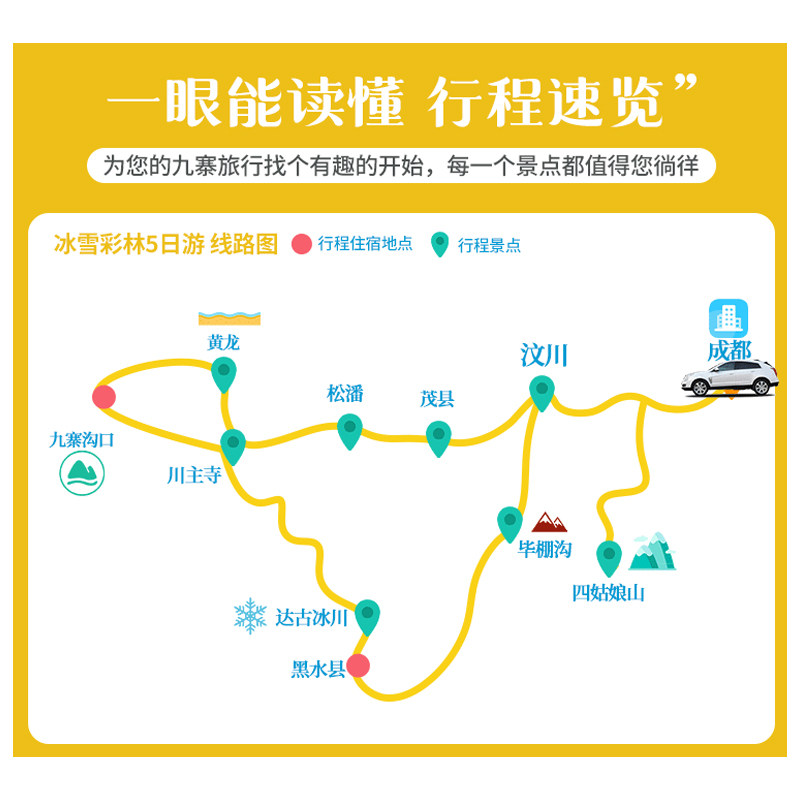 2-8人小团四姑娘山毕棚沟达古冰川九寨沟黄龙5天4晚川西跟团游