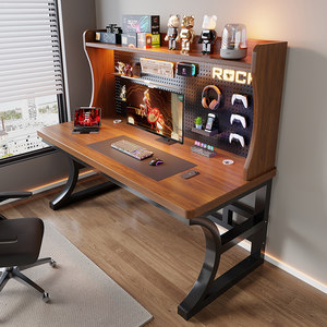 
Desk bookshelf integrated table with perforated board study table bedroom home desk gaming table simple computer table