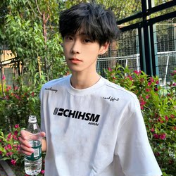 Pure Cotton Short-Sleeve T-Shirt for Men, Printed New Style, American Trendy Style, for Junior High School Students, 2026 Summer New Release, High Street Heavyweight Trendy Brand