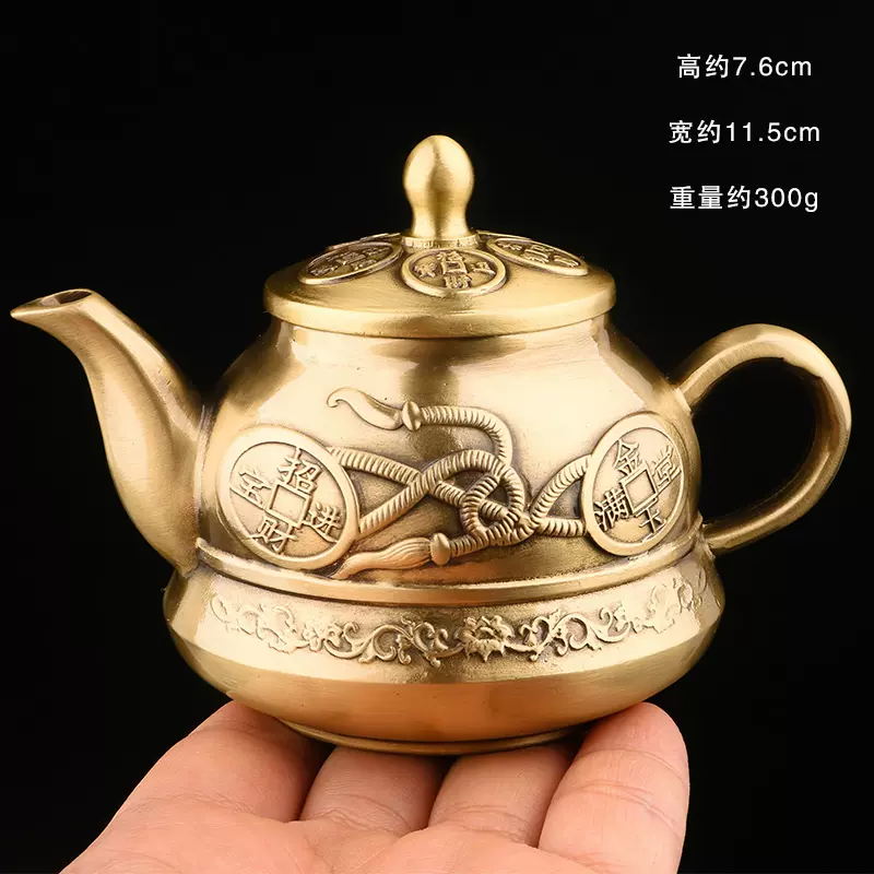 仿古纯铜点金茶盏一套家居茶具泡茶壶客厅工艺品摆件6S - 置物