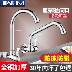 All-Copper Wall-Mounted Single Cold Water Basin Faucet for Home Bathroom and Kitchen Sink, Universal Rotation, Splash-Proof